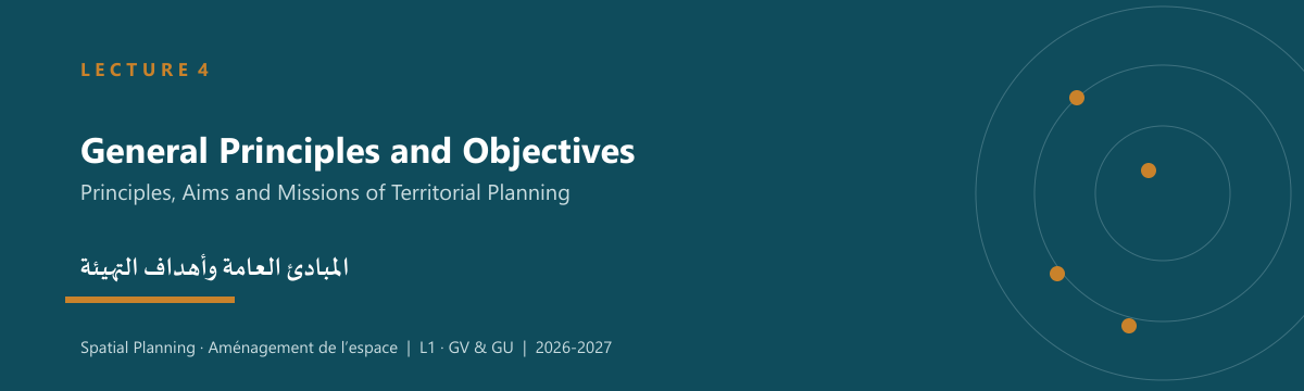 Lecture 4: General Principles and Objectives of Territorial Planning